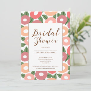 Peach Modern Floral Bridal Shower Invitation 