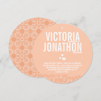 Peach Modern HeartsTypography Wedding Invitation