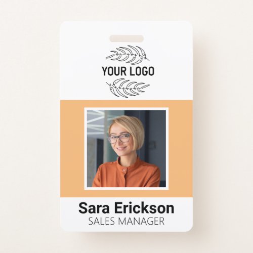 Peach Modern ID Card Business Employee Badge