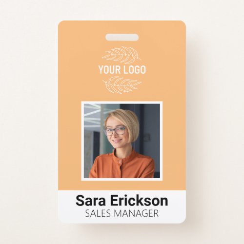 Peach Modern ID Card Business Employee Bar Code Badge
