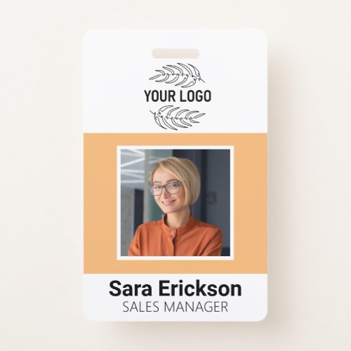 Peach Modern ID Card Business Employee QR Badge