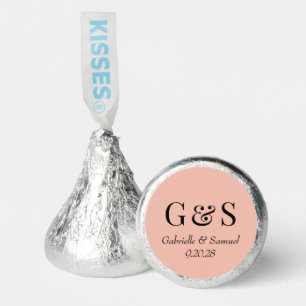 Peach Modern Monogram Couple Names Wedding Hershey®'s Kisses®