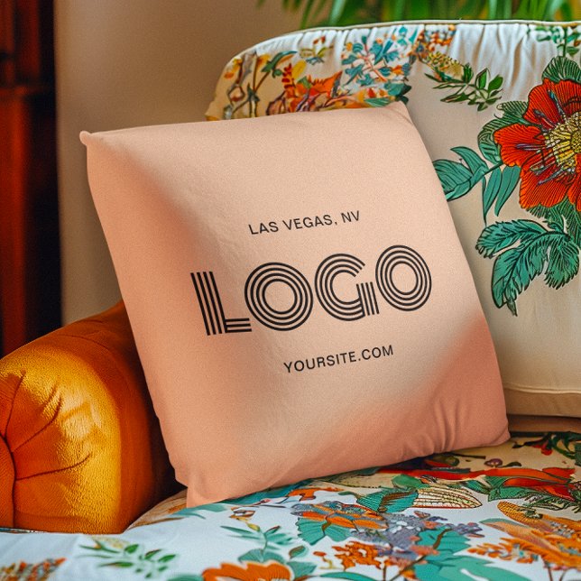 Peach Modern Rectangular Logo Throw Pillow (Peach Modern Rectangular Logo Throw Pillow)
