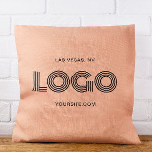 Peach Modern Rectangular Logo Throw Pillow