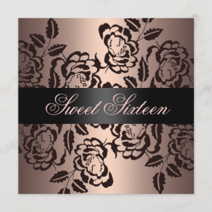 Peach Modern Rose Sweet 16 Birthday Invite