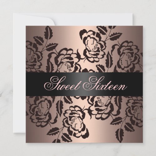 Peach Modern Rose Sweet 16 Birthday Invite