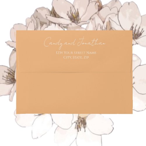 Peach Modern Script Wedding Envelope