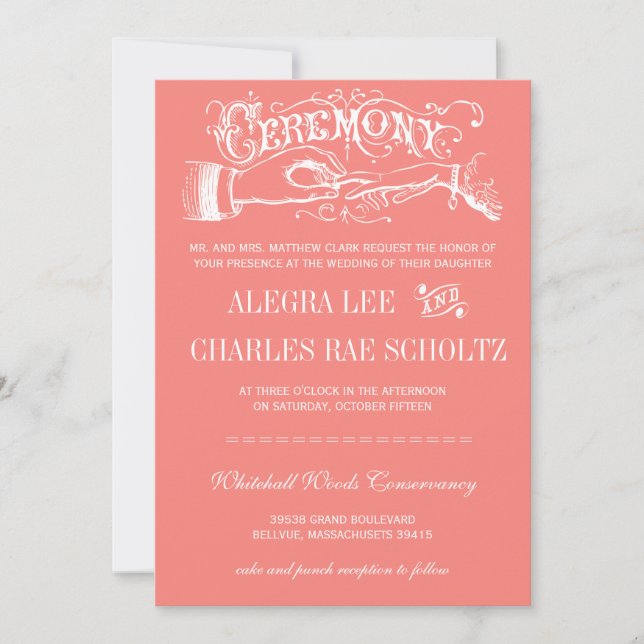 Peach Modern Typography Chalkboard Invitations (Front)