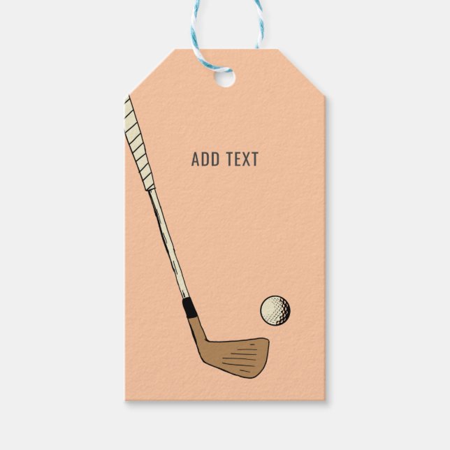 Peach Modern Vintage Golf  Gift Tags (Front)