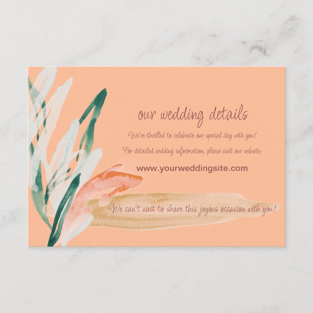 Peach Modern Wedding  Enclosure Card (Front)
