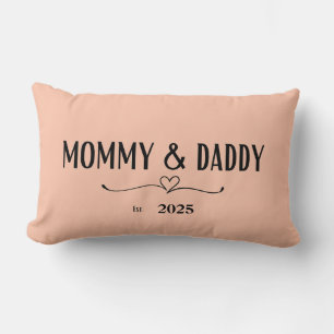 Peach Mommy & Daddy Est. Year Pillow