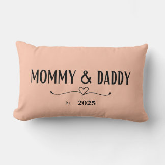 Peach Mommy & Daddy Est. Year Pillow