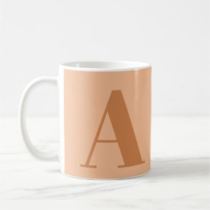 Peach Monogram Initial Letter  Coffee Mug
