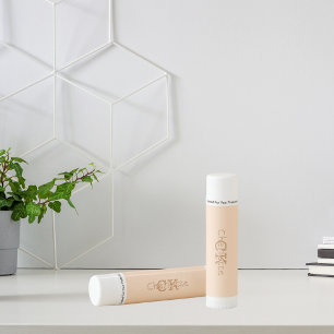 Peach monogram initials name lip balm