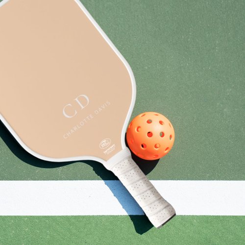 Peach monogram initials name pickleball paddle