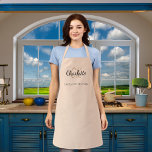 Peach monogram name business  apron<br><div class="desc">A stylish peach colored background. Personalize and add your first name,  monogram initials and full name.  Use your back space key to delete if you want the apron without your full name.</div>