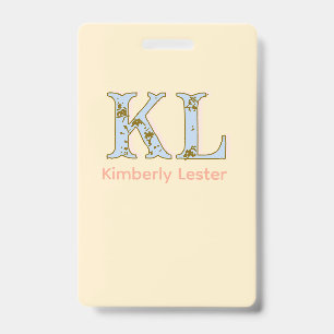 peach monogram name letter vintage bold pastel ret badge