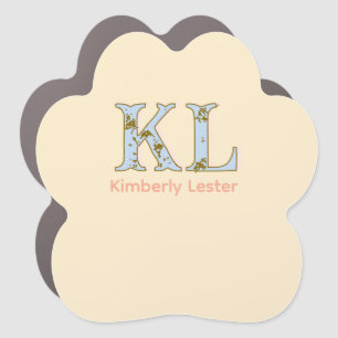 peach monogram name letter vintage bold pastel ret car magnet