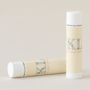 peach monogram name letter vintage bold pastel ret lip balm
