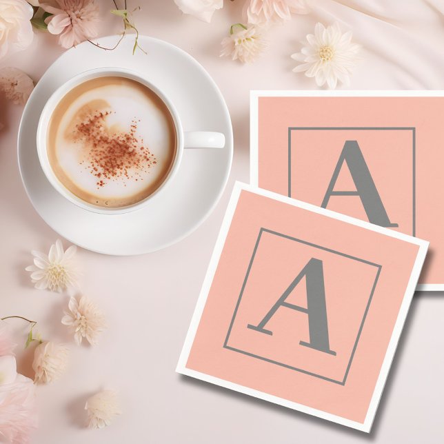 Peach Monogram  Napkins (Creator Uploaded)
