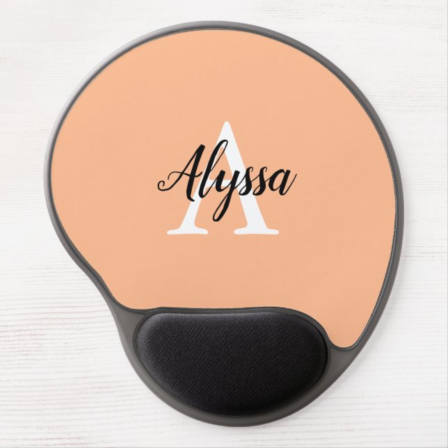 Peach Monogram Script Gel Mousepad (Front)