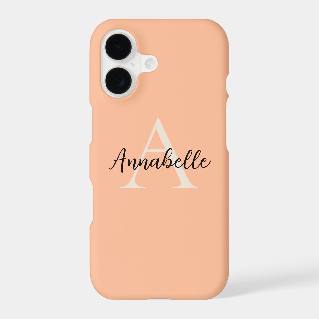 Peach Monogram Script Name Case-Mate iPhone Case (Back)