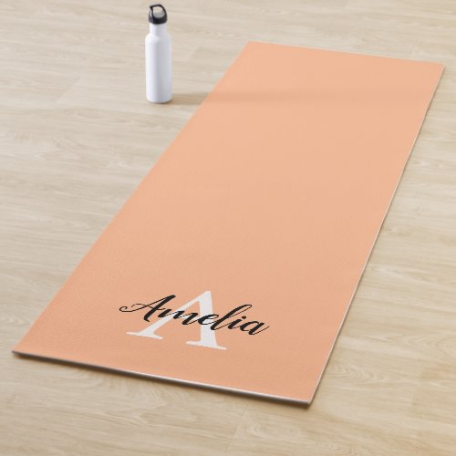 Peach Monogram Script Yoga Mat