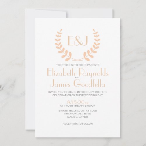 Peach Monogram Wedding Invitations