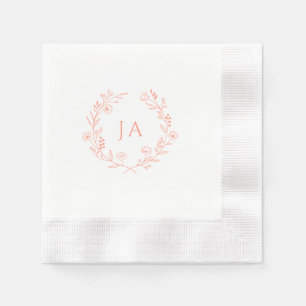 Peach Monogram Wedding Napkins