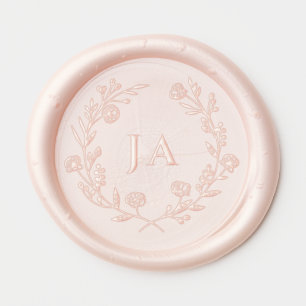 Peach Monogram Wedding Wax Seal Sticker