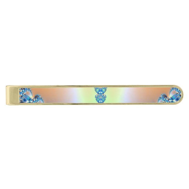 Peach Mother of Pearl Gold Finish Tie Clip (Front)