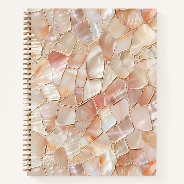 Peach Mother of Pearl Mosaic Spiral Notebook (Front)