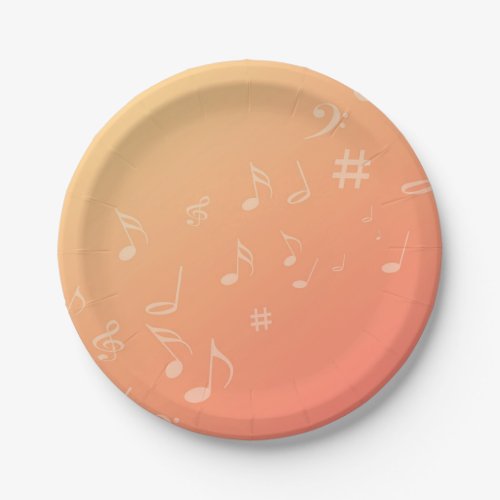 Peach Music Paper Plates