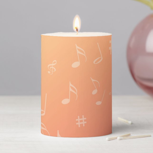 Peach Music Pillar Candle (In Situ)