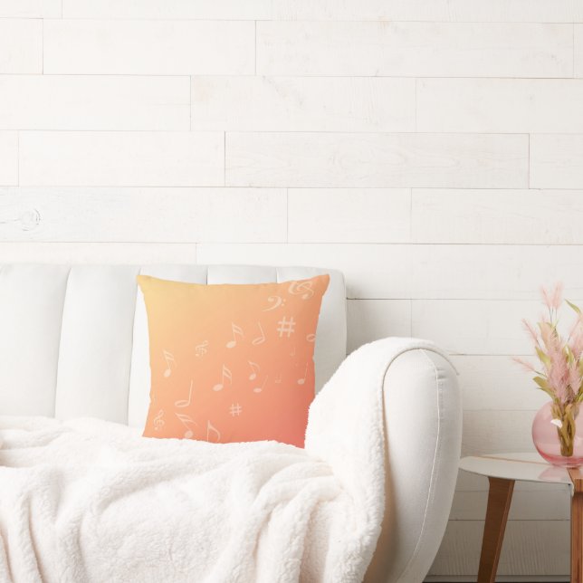 Peach Music Throw Pillow (Couch)