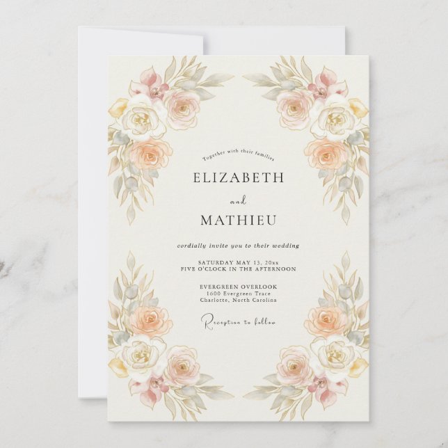 Peach Muted Bohemian Wedding Invitation (Front)