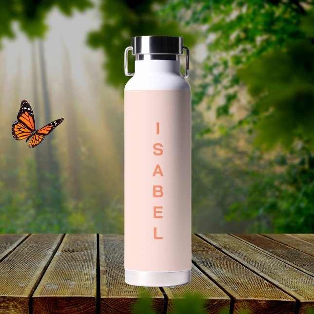 Peach name girl modern simple water bottle (Creator Uploaded)