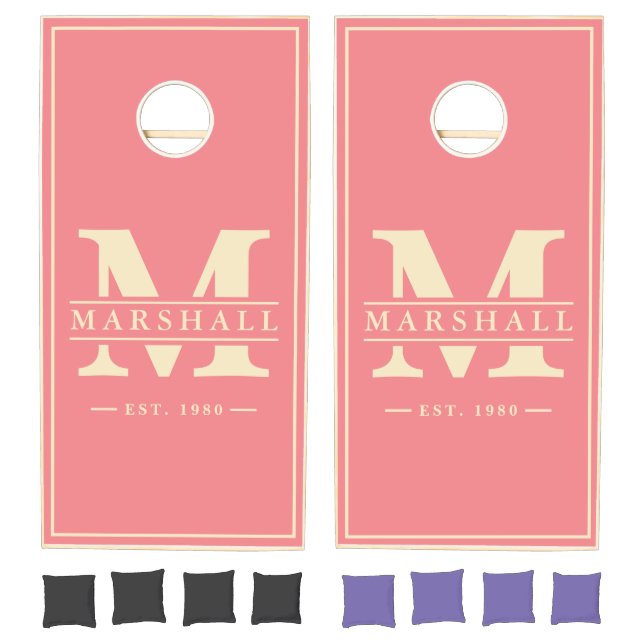 Peach Name & Initial Overlay Cornhole Set (Set)