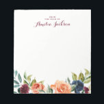 Peach Navy Floral Personalized Notepad Stationery<br><div class="desc">More pretty Notepads in the Little Bayleigh Store!</div>