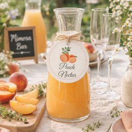 Peach Nectar Mimosa Bar Bottle Favor Tags
