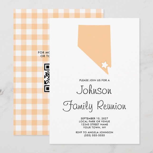 Peach Nevada Family Reunion Invitation (Front/Back)
