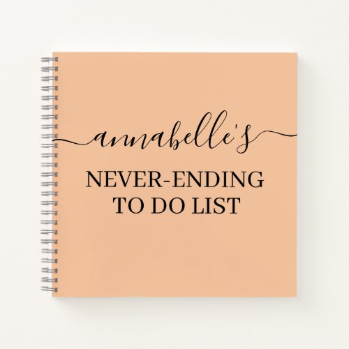 Peach Never Ending To Do List Notebook