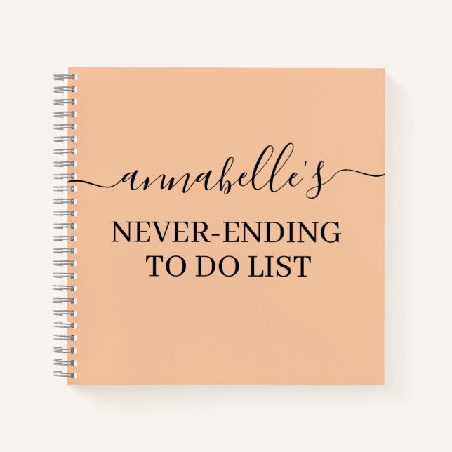 Peach Never Ending To Do List Notebook (Front)