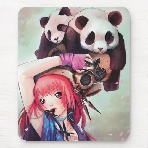 Peach Ninja Pandas Mousepad
