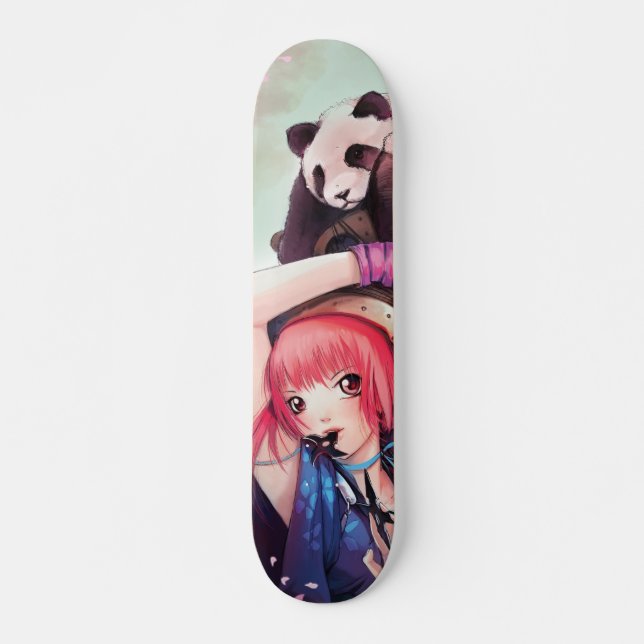 Peach Ninja Pandas Skateboard Deck (Front)