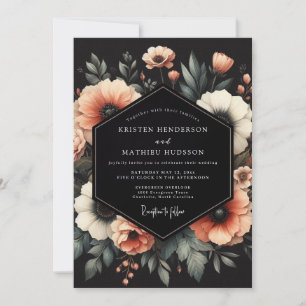 Peach Noir Bloom Wedding Invitation