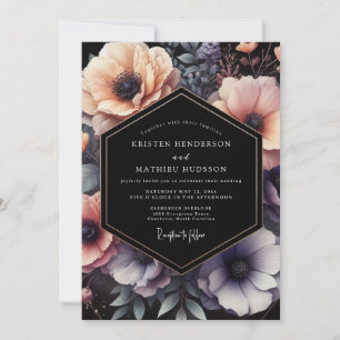 Peach Noir Floral Wedding Invitation