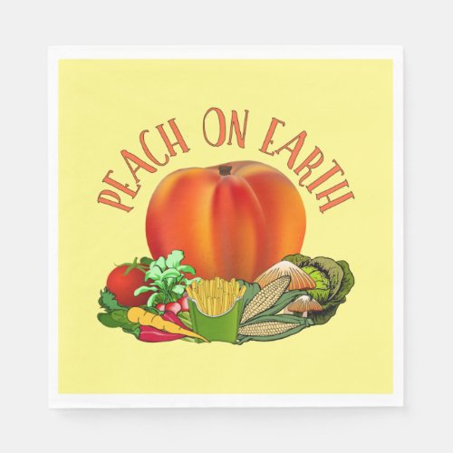 Peach on Earth Funny Christmas Pun Napkins