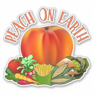 Peach on Earth Funny Christmas Pun Sticker