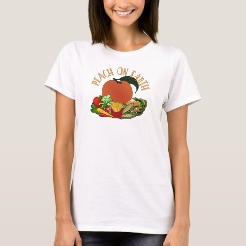 Peach on Earth Funny Christmas Pun T_Shirt